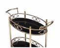 Ottesen Serving Cart; Gold & Black Glass YF