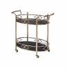 Ottesen Serving Cart; Gold & Black Glass YF