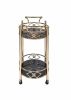 Ottesen Serving Cart; Gold & Black Glass YF