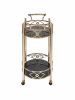 Ottesen Serving Cart; Gold & Black Glass YF