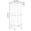 3-tier Trolley Gray 15"x15"x32.3" Engineered Wood&Solid Wood Pine
