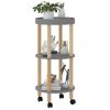 3-tier Trolley Gray 15"x15"x32.3" Engineered Wood&Solid Wood Pine