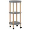 3-tier Trolley Gray 15"x15"x32.3" Engineered Wood&Solid Wood Pine