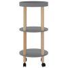 3-tier Trolley Gray 15"x15"x32.3" Engineered Wood&Solid Wood Pine
