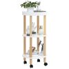 3-tier Trolley White 15"x15"x32.3" Engineered Wood&Solid Wood Pine