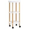3-tier Trolley White 15"x15"x32.3" Engineered Wood&Solid Wood Pine