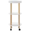 3-tier Trolley White 15"x15"x32.3" Engineered Wood&Solid Wood Pine