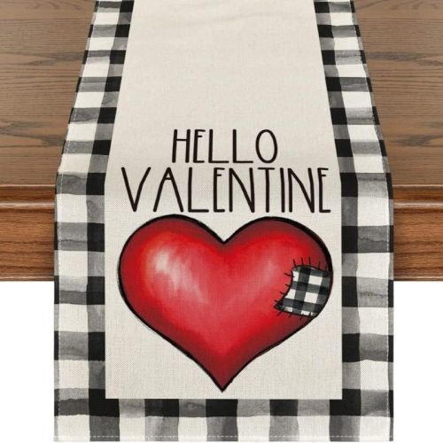 Table Decor Valentine's Day Table Runner Linen Printed Tablecloth